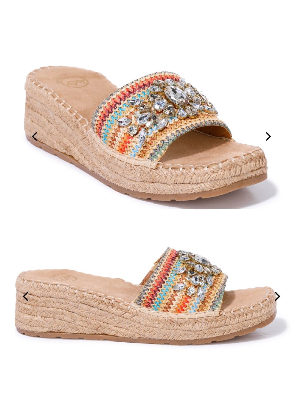 White‎ Mountain Multicolor Stitch Espadrille Wedge Sandals 7.5 NWT Resortwear